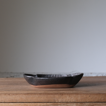 【石渡磨美 × ACOPOTTERY ふたり展】耐熱木瓜深皿Ｍ　黒錆