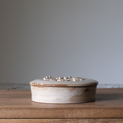 【石渡磨美 × ACOPOTTERY ふたり展】蓋付銅鑼鉢　白