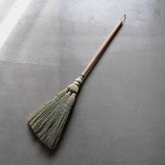 米澤ほうき工房：手箒ロング　糸：ターコイズ